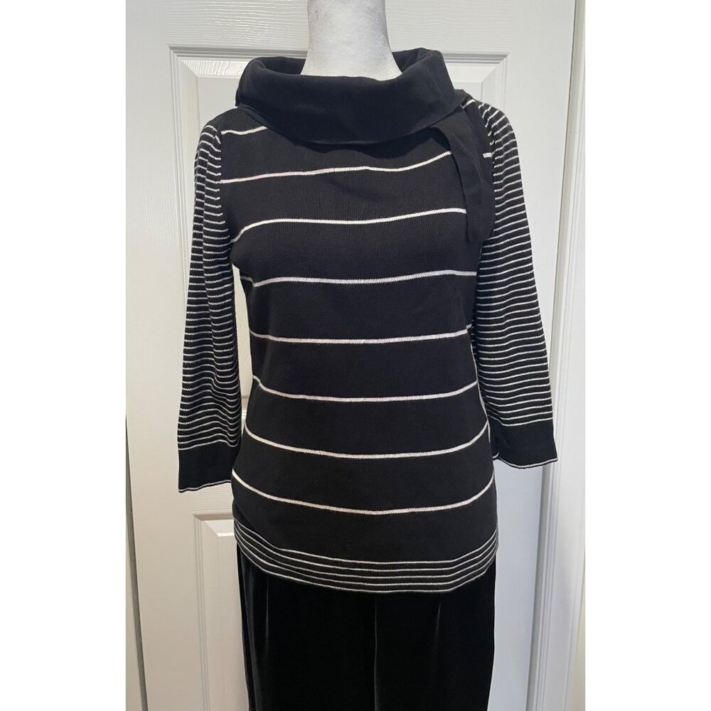 Vtg goodclothes Womens Striped Bateau Turtleneck Sweater Size S‎ Parisian Preppy